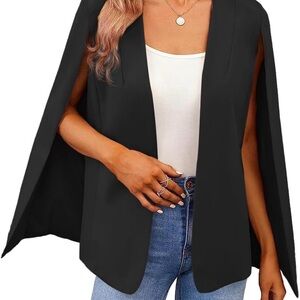 Elegant Black Cape Blazer
